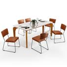 Mesa De Jantar Capri 160cm Off White Nature Com 6 Cadeiras Allana B05 Material Sintético Camel - Lyam Decor