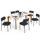 Mesa De Jantar Capri 160cm Off White Nature Com 6 Cadeiras Melina B05 Linho Chumbo - Lyam Decor