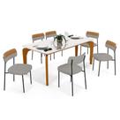 Mesa De Jantar Capri Off White E 6 Cadeiras Cinza Caramelo Mesa De Jantar Capri Off White E 6 Cadeiras Cinza Caramelo