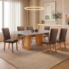 Mesa de Jantar Carolina 6 Lugares MDF e Vidro Cadeiras Veludo Off White Moderna Mesa de Jantar Carolina 6 Lugares MDF e Vidro Cadeiras Veludo Off White Moderna
