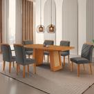 Mesa De Jantar Carolina Com 6 Cadeiras Moderna Mobilia Veludo Grafite/naturalle Laminado