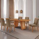 Mesa de Jantar Carolina Tampo 180cm MDF Canto Copo e 6 Cadeiras Melissa Moderna Mobilia