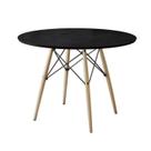Mesa de Jantar Charles Eames Redonda Pés Madeira Tampo Madeira Eiffel Wood 90cm