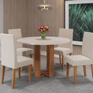 Mesa de Jantar Chiara Redonda 90x90cm com 4 Cadeiras Venus Mel/Off White