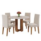 Mesa de Jantar Chiara Redonda 90x90cm com 4 Cadeiras Venus