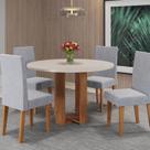 Mesa de Jantar Chiara Redonda 90x90cm com 4 Cadeiras Venus