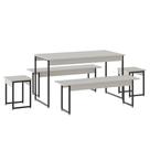 Mesa De Jantar Com 2 Bancos E 2 Banquetas Industrial Tub Branco Chess /