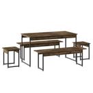 Mesa De Jantar Com 2 Bancos E 2 Banquetas Industrial Tub Carvalho Dark /