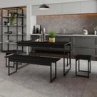 Mesa de Jantar com 2 Bancos e 2 Banquetas Industrial TUB
