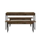 Mesa De Jantar Com 2 Bancos Estilo Industrial Tub Carvalho Dark /