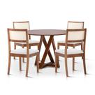 Mesa de Jantar com 4 Cadeiras Herval Coimbra, Off White/Amêndoa, 110 cm