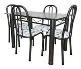 Mesa De Jantar Com 4 Cadeiras Munique Ret. Aço Cor Craqueada