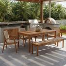 Mesa de Jantar Com Banco de Madeira 180cm e 04 Cadeiras Trammare C07 Corda Areia - Lyam Decor