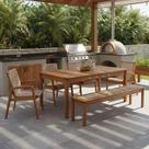 Mesa de Jantar Com Banco de Madeira 180cm e 04 Cadeiras Trammare C07 Corda Náutica Areia - Lyam Decor