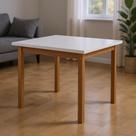 Mesa de Jantar Compacta Elisa Base Madeira Maciça 90x90 Off-white
