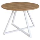Mesa de Jantar Concept Redonda Artesano 110 cm (largura) MDP Nogal Sevilha Base Aço Branco