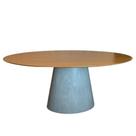 Mesa de Jantar Cone Cimento Queimado Oval 180x100 cm Tampo Freijó Mesa de Jantar Cone Cimento Queimado Oval 180x100 cm Tampo Freijó
