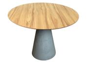 Mesa de Jantar Cone Cimento Rústico 130 cm Tampo Nogueira