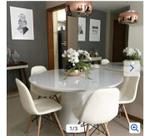 Mesa de Jantar Cone com Tampo Redondo de Vidro 1m Laq. Branco SOMENTE MESA Mesa de Jantar Cone com Tampo Redondo de Vidro 1m Laq. Branco SOMENTE MESA