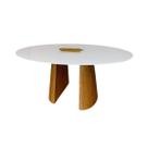 Mesa de Jantar Cone Duo Oval 235x122cm Base Freijó Tampo Laca Branca