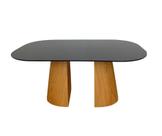 Mesa de Jantar Cone Duo Retangular 160x90cm Tampo Laca Preta Base Freijó