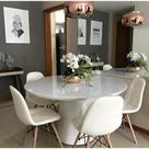 Mesa de Jantar Cone Laqueada Tampo Redondo com Vidro 90 Cm Branco **SOMENTE A MESA**