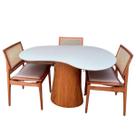 Mesa de jantar cone orgânica beca 160x90cm madeira freijó e laca offwhite