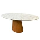 Mesa de Jantar Cone Oval 137x90 cm Base Madeira Freijó Tampo Calacato Bronzeado Mesa de Jantar Cone Oval 137x90 cm Base Madeira Freijó Tampo Calacato Bronzeado