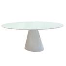 Mesa de Jantar Cone Oval 140x90 cm Tampo Laca + Vidro Branca Base Branca Mesa de Jantar Cone Oval 140x90 cm Tampo Laca + Vidro Branca Base Branca