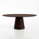 Mesa de Jantar Cone Oval 160x90 cm Laca Marrom Cacau com Vidro
