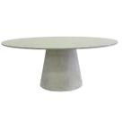Mesa de Jantar Cone Oval 160x90 cm Tampo Off White + Vidro Base Concreto