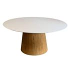 Mesa de Jantar Cone Oval 180x100cm Tampo Base Madeira Branco