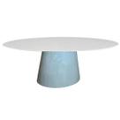 Mesa de Jantar Cone Oval 198x122 cm Tampo Madeira Laqueada Base cimento queimado Mesa de Jantar Cone Oval 198x122 cm Tampo Madeira Laqueada Base cimento queimado