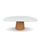 Mesa De Jantar Cone Oval Orgânica 120x80cm Base Carvalho Branco Tampo Branco