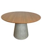 Mesa de Jantar Cone Redonda 100 cm Base Cimento concreto Tampo Freijó