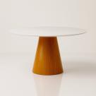 Mesa de Jantar Cone Redonda 80 cm Base Madeira Freijó Tampo Laca