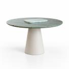 Mesa de Jantar Cone Redonda 90 cm Tampo Mármore Verde Da Vinci e Base Off White