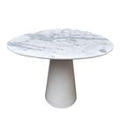 Mesa De Jantar Cone Redonda Orgânica Sol 90x80cm Marmore Branco Extra
