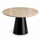 Mesa de Jantar Cone Redondo 140 cm Tampo Mármore Travertino Base Laca Preta