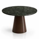 Mesa de Jantar Cone Redondo 140 cm Tampo Mármore Verde Guatemala Base Laca Marrom Cacau