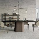 Mesa de Jantar Cone Retangular 160x90cm Base Nogueira Tampo Preto