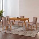 Mesa de Jantar Copper 120cm Tampo Canto Copo MDF com 4 Cadeiras Diane Moderna Mobília