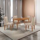 Mesa de Jantar Copper 120cm Tampo Canto Copo MDF com 4 Cadeiras Isadora Moderna Mobilia