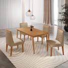 Mesa de Jantar Copper 120cm Tampo Canto MDF com 4 Cadeiras Eloise Moderna Mobilia