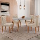 Mesa de Jantar Copper 120cm Tampo Canto MDF Vidro com 4 Cadeiras Isadora Moderna Mobilia