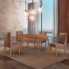 Mesa De Jantar Copper 120cm Tampo Mdf 4 Cadeiras Moderna Tork/naturale/naturale