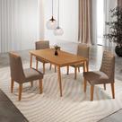 Mesa De Jantar Copper 120cm Tampo Mdf Com 4 Cadeiras Eloise Veludo Capuccino/naturalle/naturalle