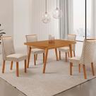 Mesa de Jantar Copper 120cm Tampo MDF Laminado Canto Copo com 4 Cadeiras Yasmin Mesa de Jantar Copper 120cm Tampo MDF Laminado Canto Copo com 4 Cadeiras Yasmin