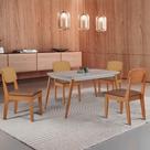 Mesa De Jantar Copper 120cm Tampo Mdf Vidro 4 Cadeiras Tork/off/naturale/serig. Off