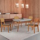 Mesa De Jantar Copper 120cm Tampo Mdf Vidro 4 Cadeiras Veludo Capuccino/off/nat/serig Off